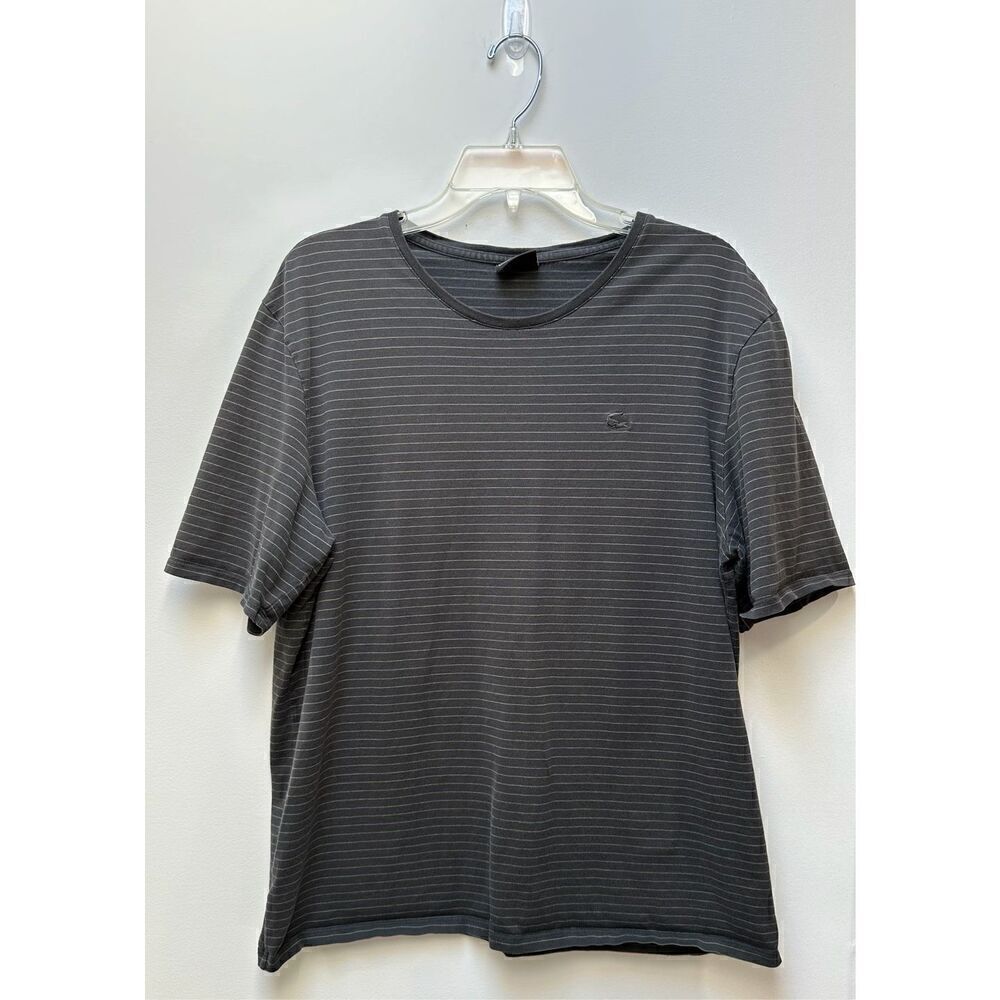 Lacoste men’s charcoal gray striped polo shirt size 6 #15-1282
